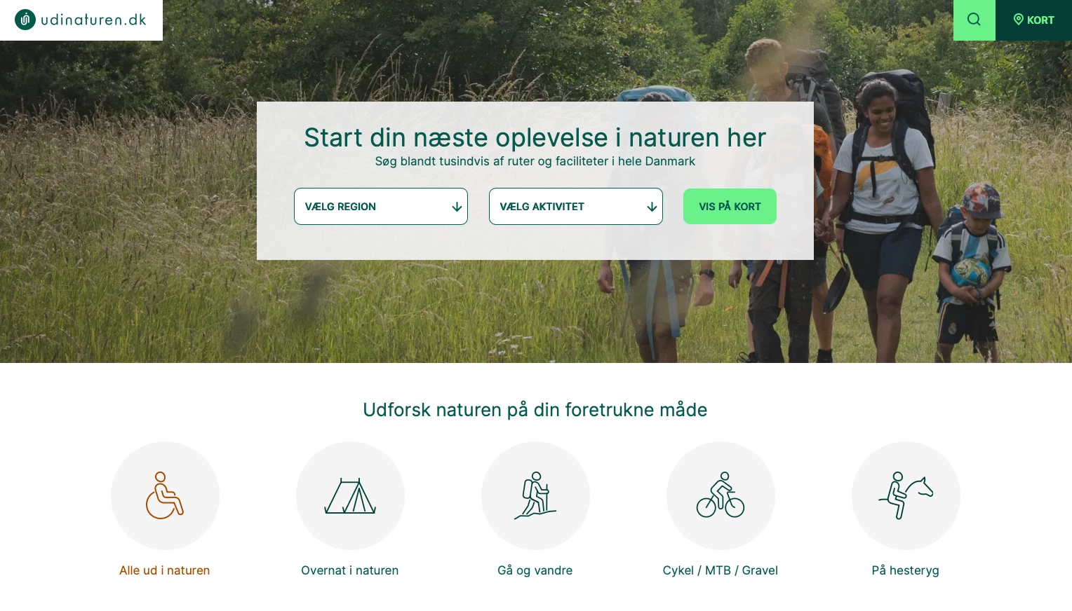 Startbilledet på udinaturens opdaterede umbraco-løsning